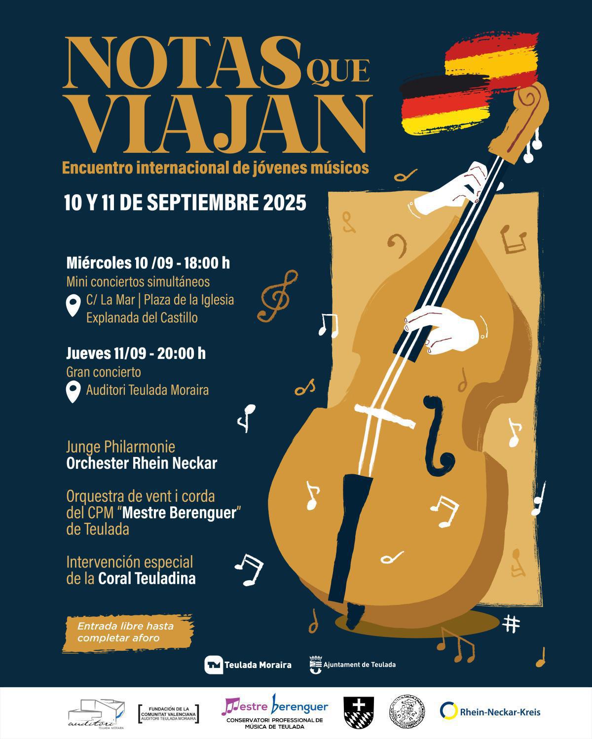 Llega a Teulada Moraira ‘Notas que Viajan’, un encuentro musical entre la orquesta filarmónica Rhein-Neckar de Alemania y el Conservatorio de Música de Teulada. 