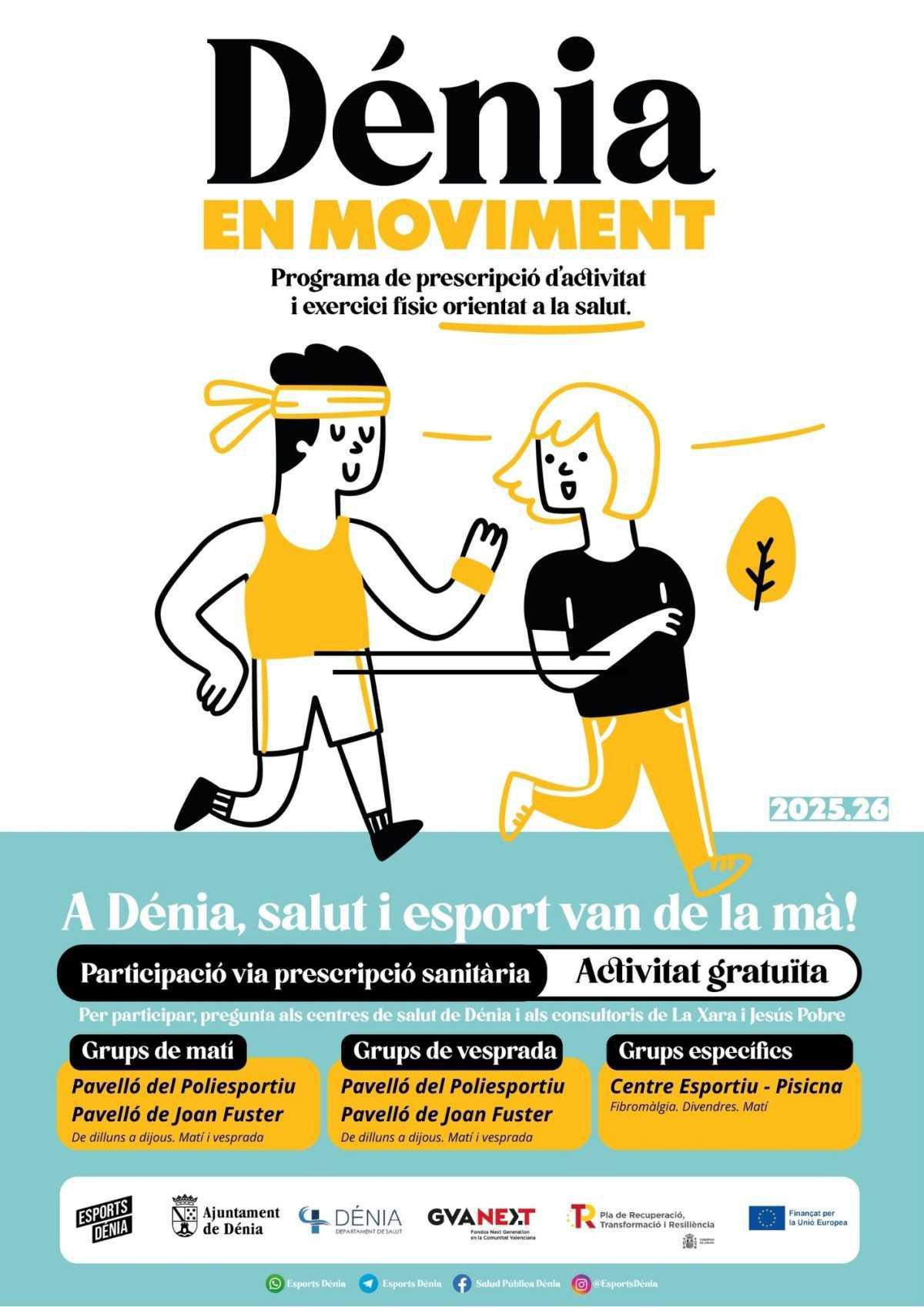 Tornen els programes “Dénia en Moviment” i “Dénia Camina” amb novetats i més places per al curs 2025-2026