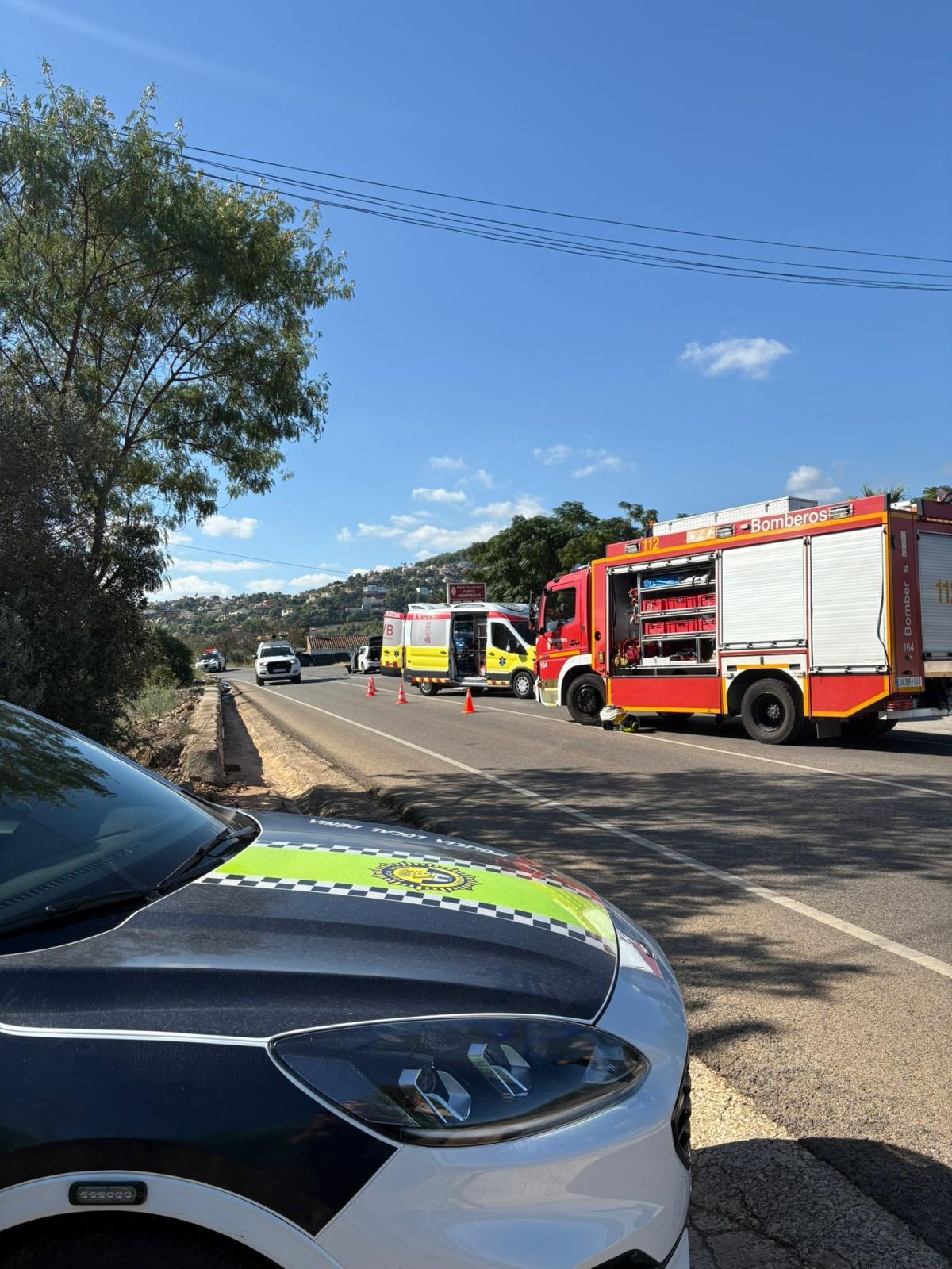 Choque frontal en la curva de Benimaquía de La Xara Choque frontal en la curva de Benimaquía de La Xara
