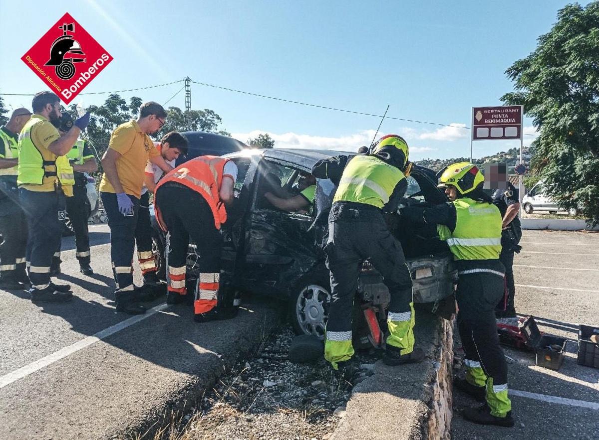 Choque frontal en la curva de Benimaquía de La Xara Choque frontal en la curva de Benimaquía de La Xara