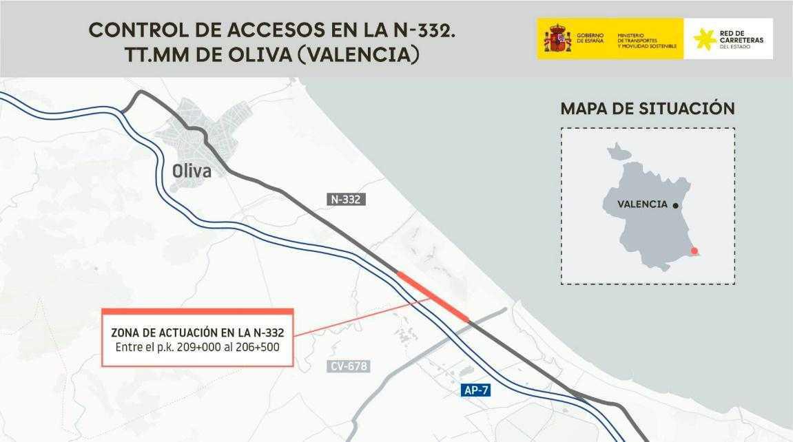 Comienzan las obras de mejora de la N-332 entre Oliva y Pego con 8,3 millones 