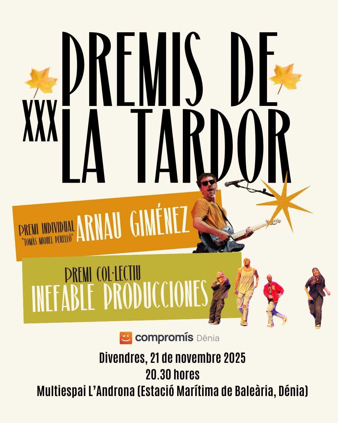 Arnau Giménez i Inefable Producciones, guardonats amb els Premis de la Tardor 2025 de Compromís per Dénia Arnau Giménez i Inefable Producciones, guardonats amb els Premis de la Tardor 2025 de Compromís per Dénia