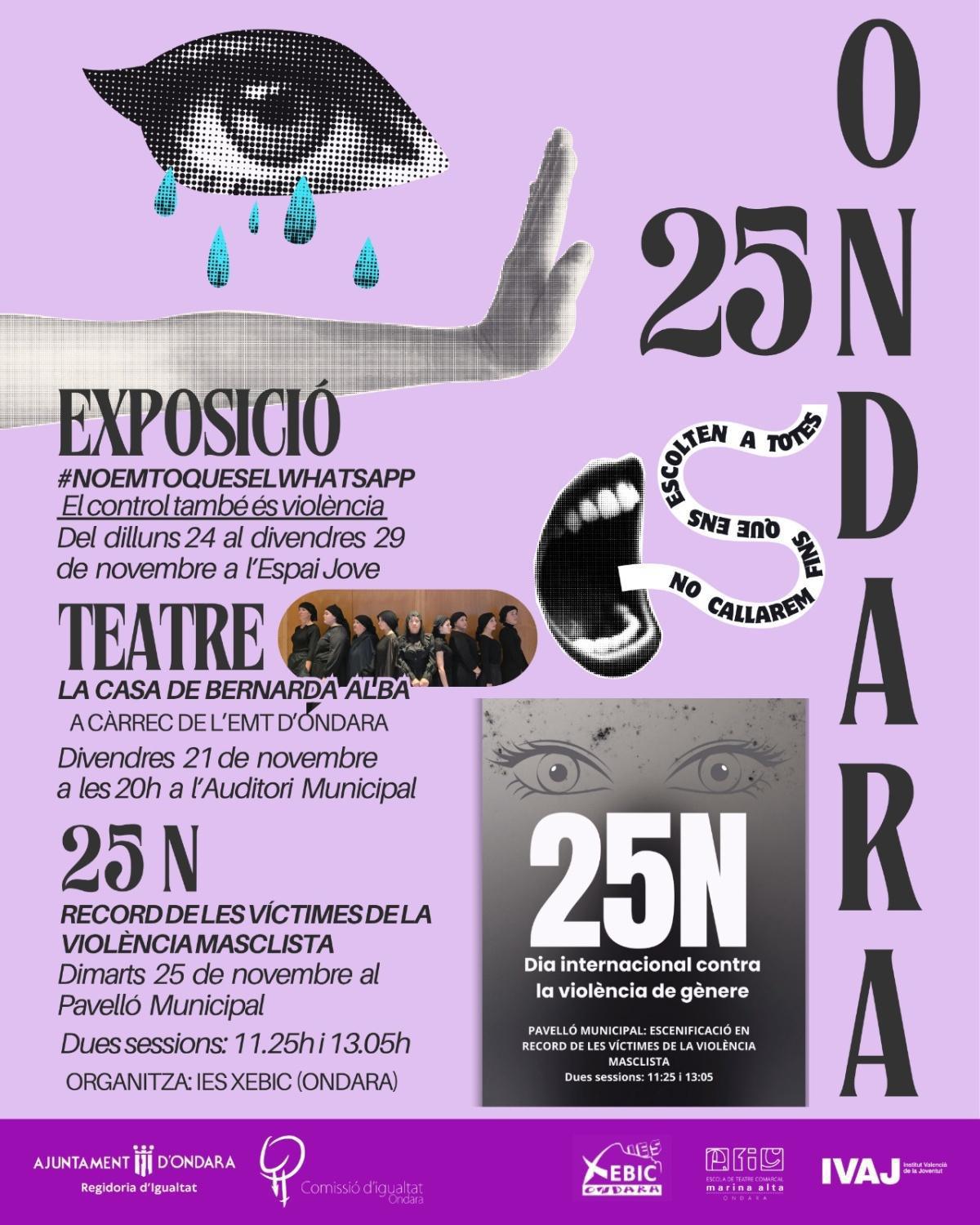 Actos en torno al 25 N en la Marina Alta Actos en torno al 25 N en la Marina Alta