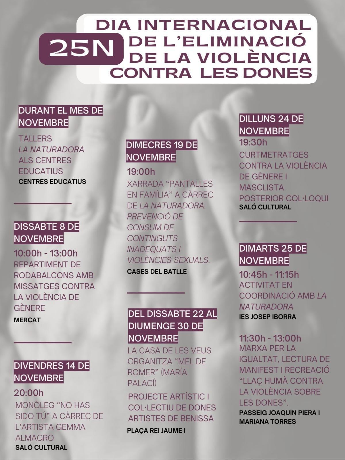 Actos en torno al 25 N en la Marina Alta