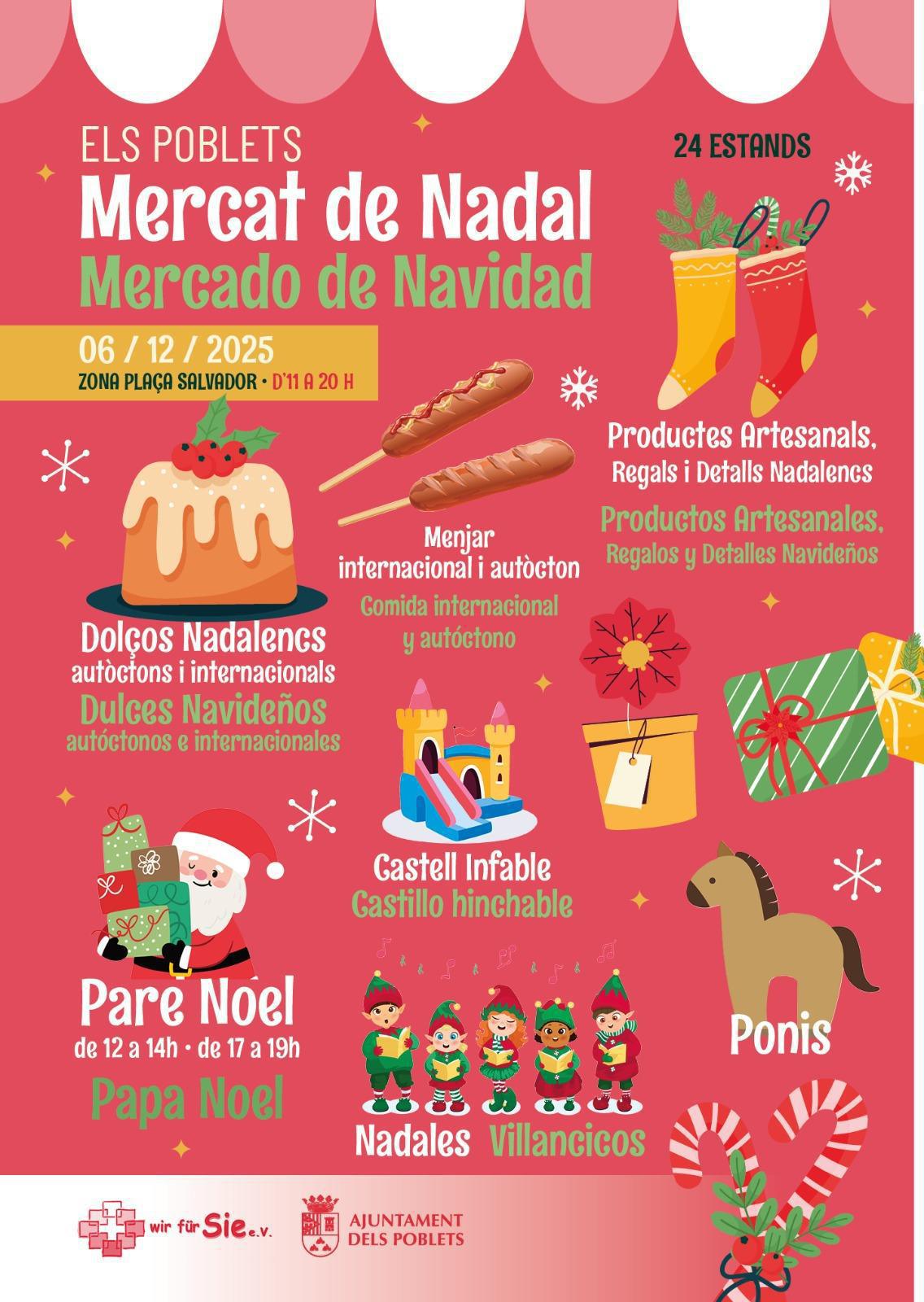 El Pare Noel replegarà les cartes dels xiquets al Mercat de Nadal d'Els Poblets 