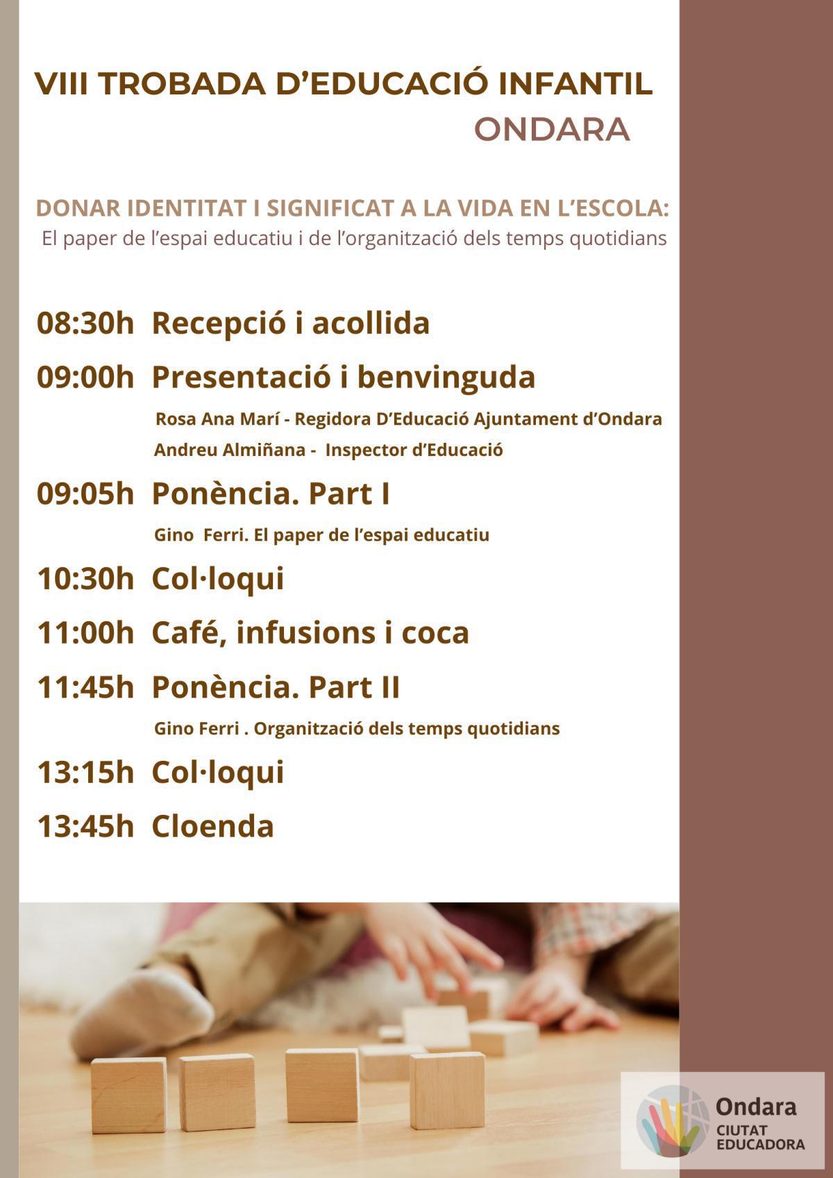 Ondara acollirà la VIII Trobada d'Educació Infantil de la Marina Alta amb el pedagog Gino Ferri