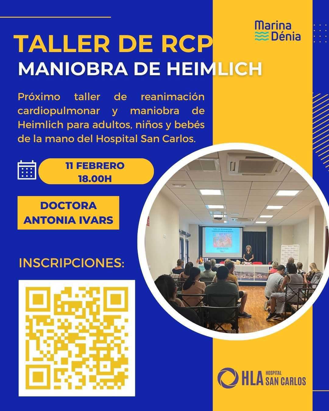 Marina Dénia acogerá el primer taller gratuito de RCP y maniobra de Heimlich de 2026 Marina Dénia acogerá el primer taller gratuito de RCP y maniobra de Heimlich de 2026