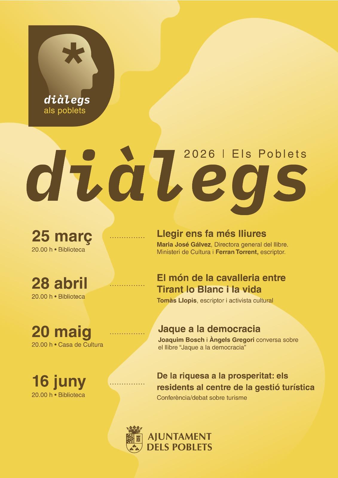 Els Poblets enceta “Diàlegs” amb Ferran Torrent i M. José Gálvez Els Poblets enceta “Diàlegs” amb Ferran Torrent i M. José Gálvez