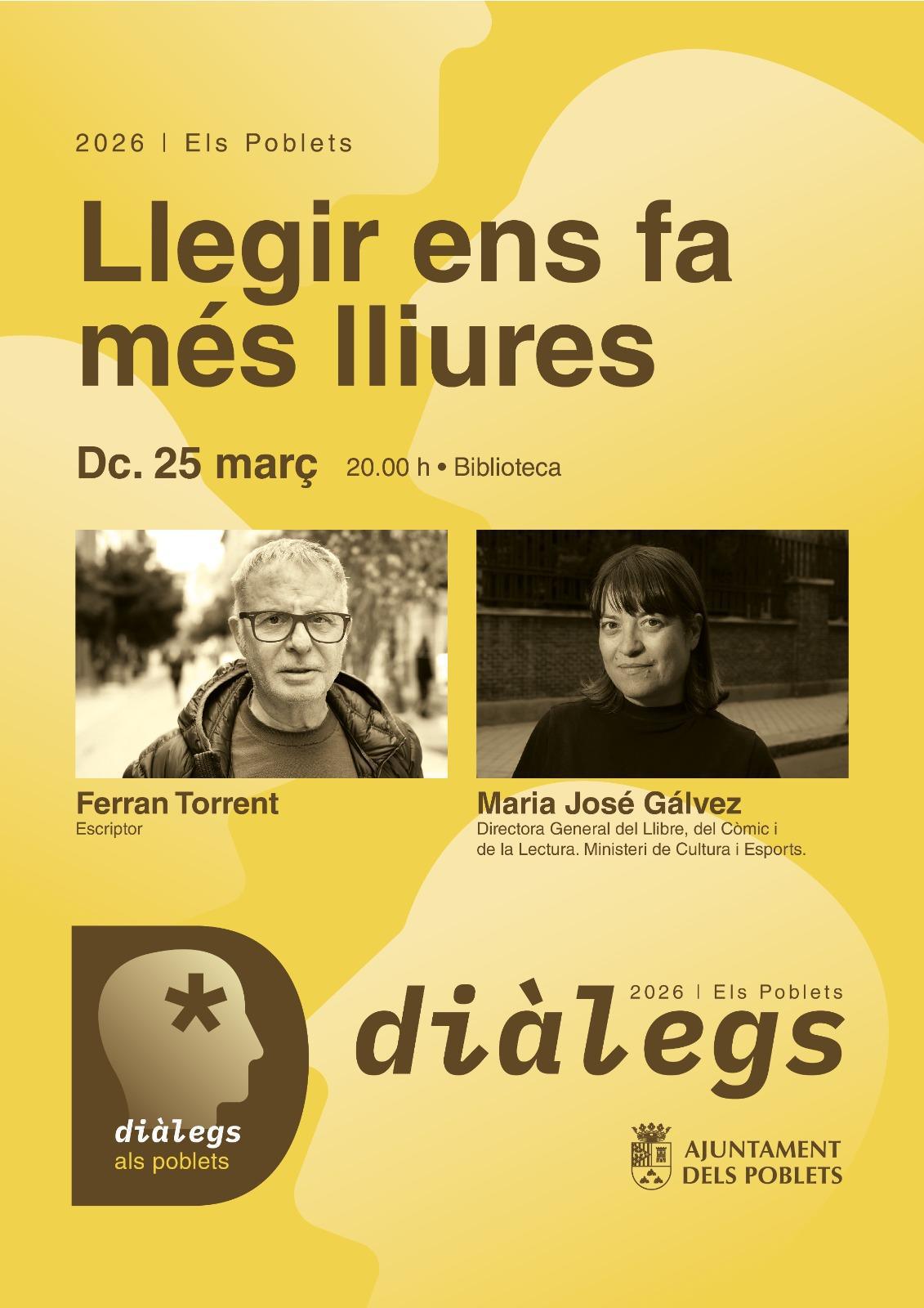 Els Poblets enceta “Diàlegs” amb Ferran Torrent i M. José Gálvez Els Poblets enceta “Diàlegs” amb Ferran Torrent i M. José Gálvez