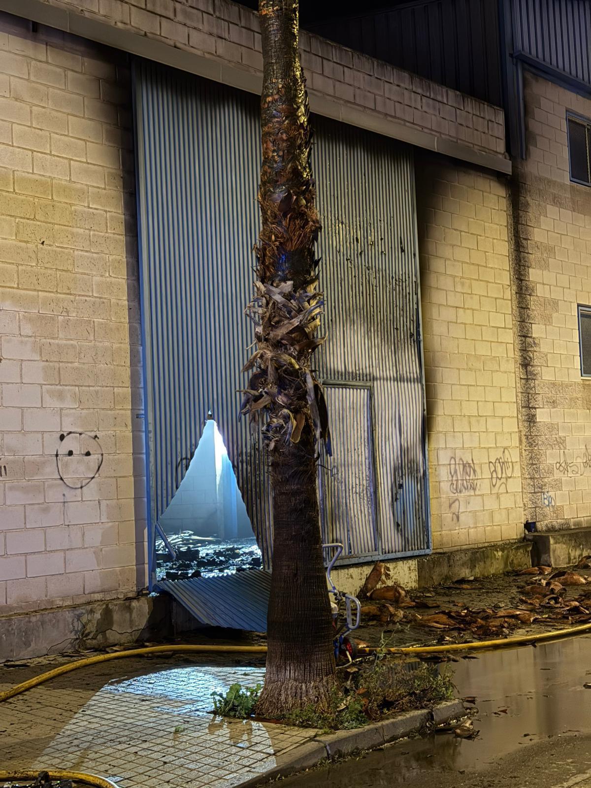 Un incendio en una palmera se extiende a una fábrica en Dénia sin dejar heridos