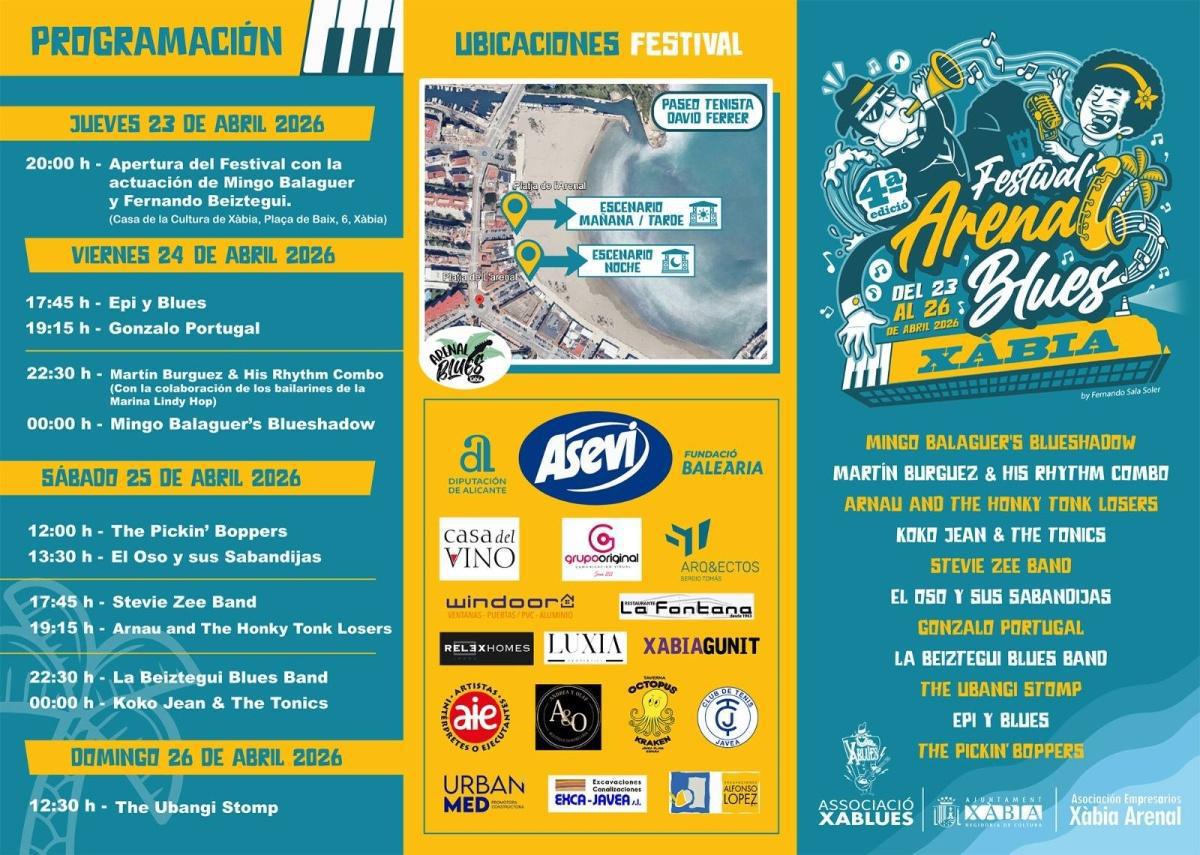 El festival Arenal Blues reunirá en Xàbia a reconocidas bandas nacionales del 23 al 26 de abril El festival Arenal Blues reunirá en Xàbia a reconocidas bandas nacionales del 23 al 26 de abril