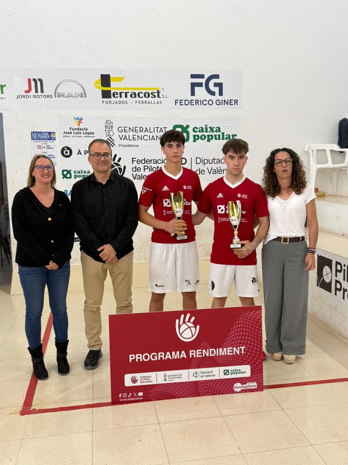 Ondara celebra dos títols autonòmics de pilota valenciana en raspall masculí