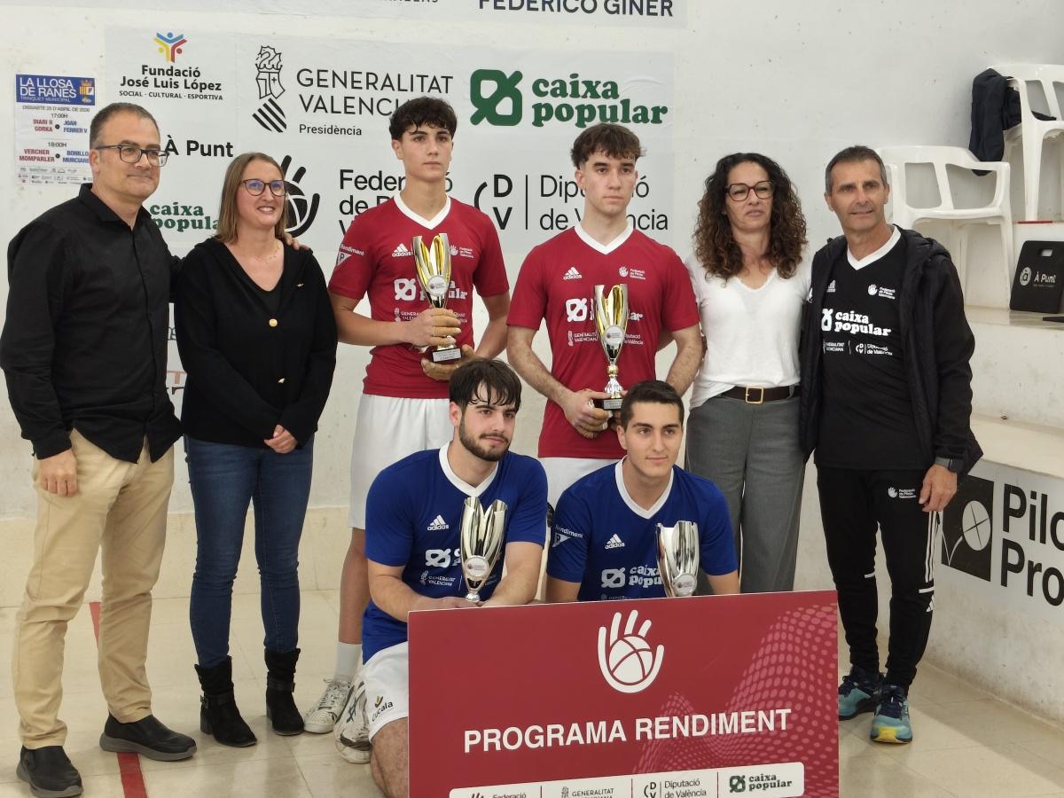 Ondara celebra dos títols autonòmics de pilota valenciana en raspall masculí Ondara celebra dos títols autonòmics de pilota valenciana en raspall masculí