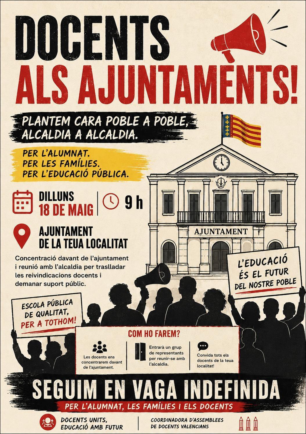 Continua la lluita per l'educació: Docents en vaga porten les seues reivindicacions a l’Ajuntament d’Ondara Continua la lluita per l'educació: Docents en vaga porten les seues reivindicacions a l’Ajuntament d’Ondara