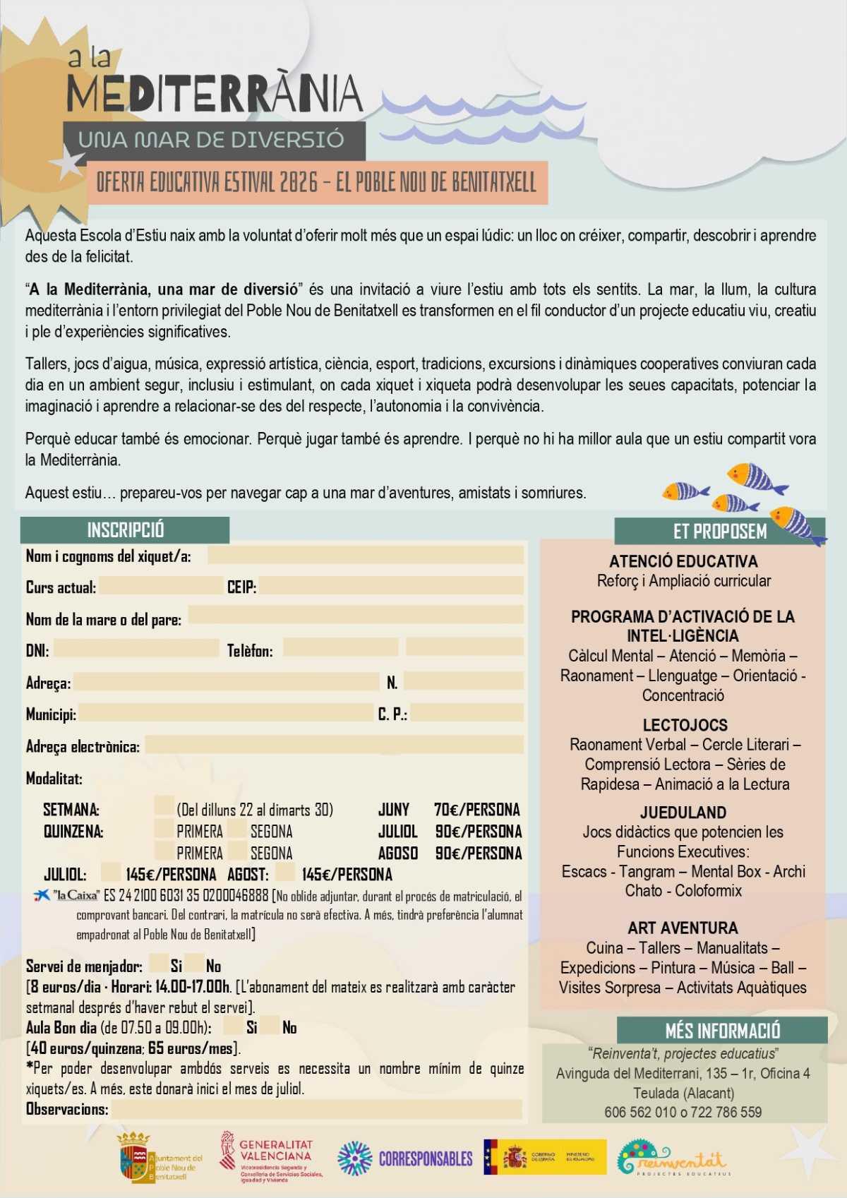 La Escoleta de Verano de Benitatxell abre inscripciones el próximo 8 de junio