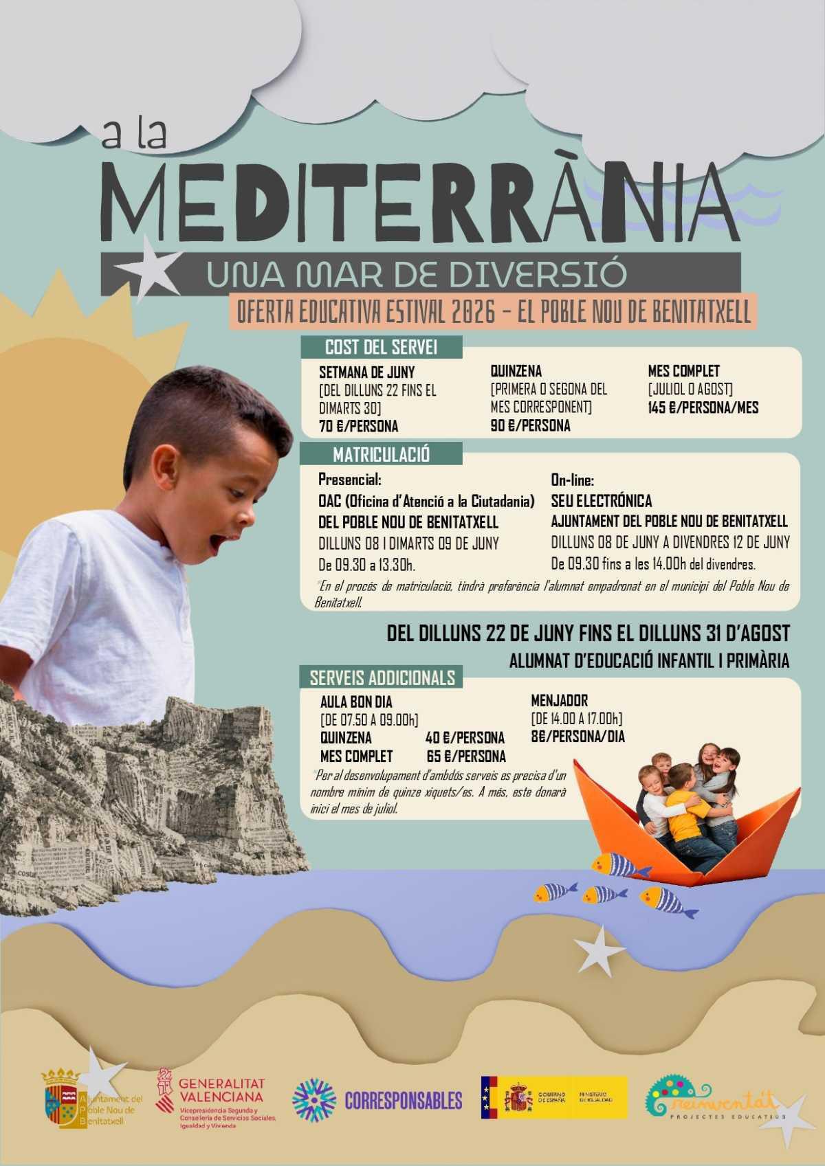 La Escoleta de Verano de Benitatxell abre inscripciones el próximo 8 de junio La Escoleta de Verano de Benitatxell abre inscripciones el próximo 8 de junio