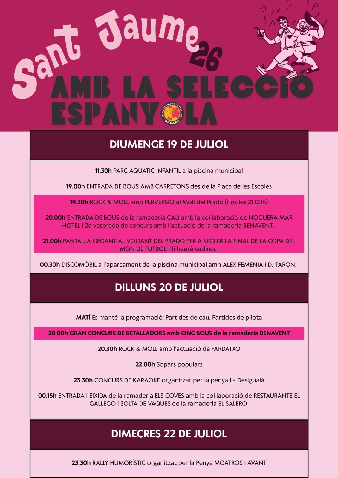 Programació Festes Sant Jaume d'Ondara Programació Festes Sant Jaume d'Ondara