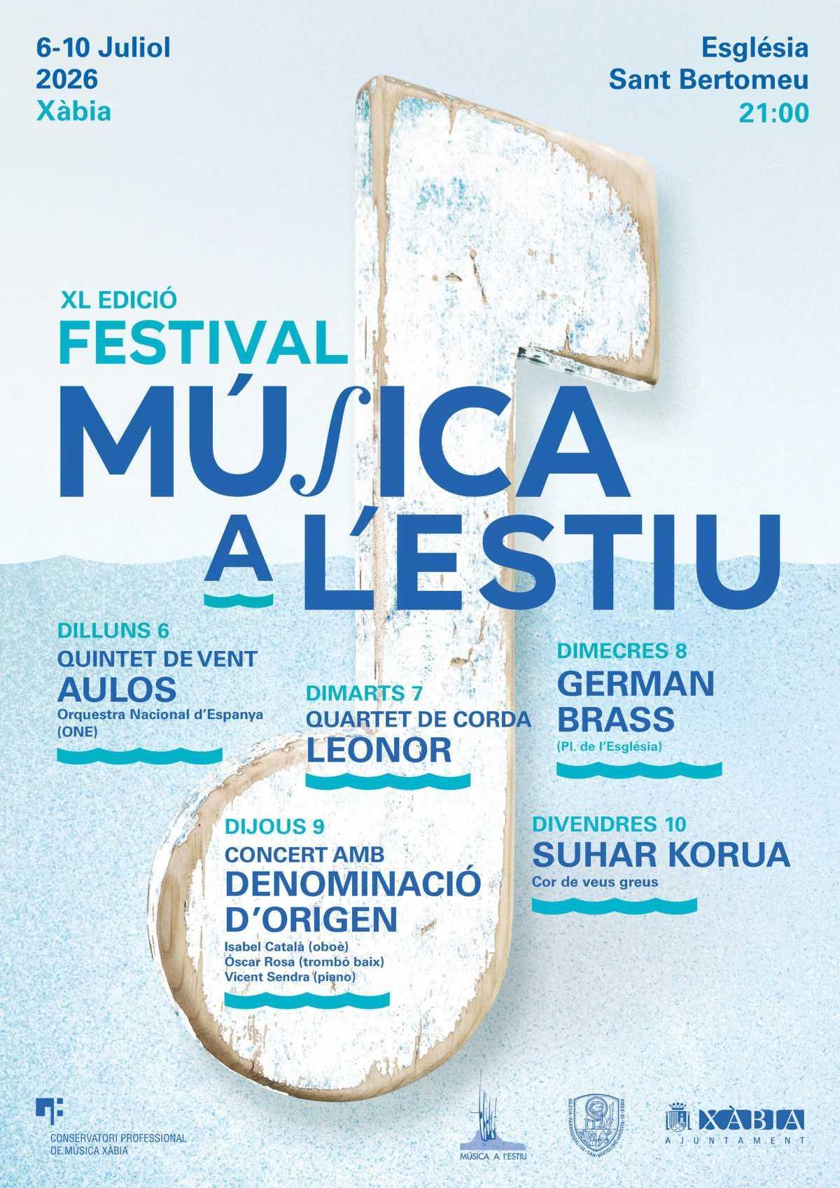Xàbia celebra la XL edición de Música a l’Estiu con una programación de primer nivel internacional Xàbia celebra la XL edición de Música a l’Estiu con una programación de primer nivel internacional
