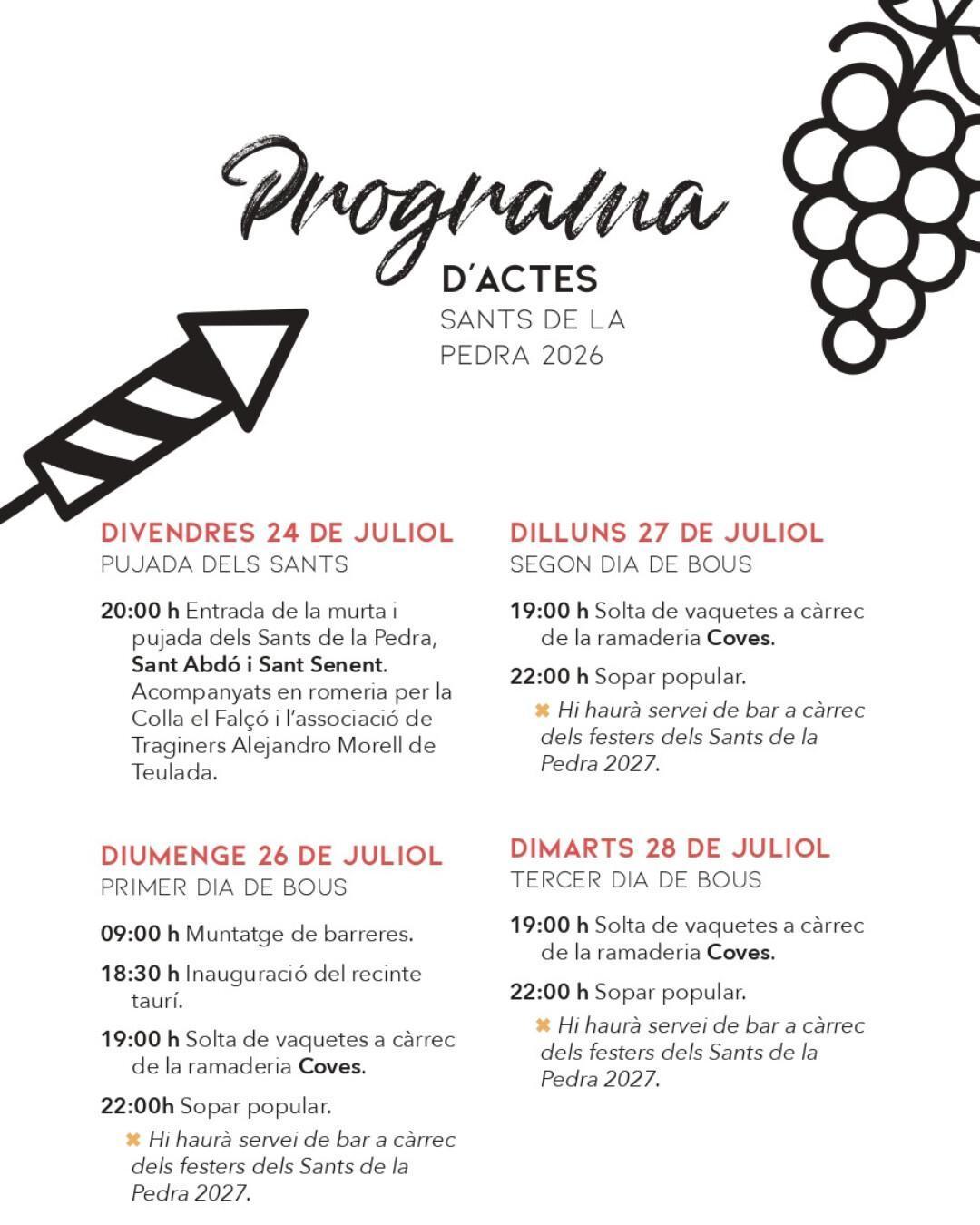 Teulada celebra las fiestas de Sants de la Pedra 2026 del 24 de julio al 2 de agosto en el Raval 