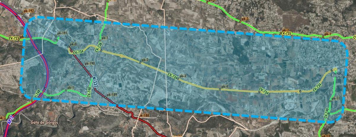 La Generalitat adjudica la redacción del proyecto para mejorar los accesos a Jávea en la CV-734 y la conexión con las carreteras CV-740 y CV-742