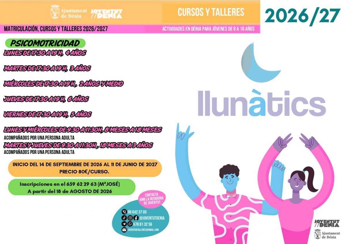 Dénia amplia la seua oferta de cursos de Llunàtics i Dinàmics per al curs 2026/2027 Dénia amplia la seua oferta de cursos de Llunàtics i Dinàmics per al curs 2026/2027