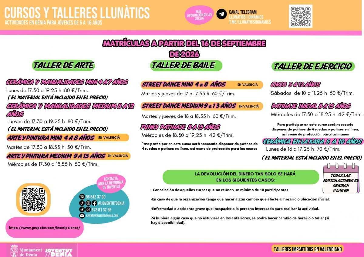Dénia amplia la seua oferta de cursos de Llunàtics i Dinàmics per al curs 2026/2027