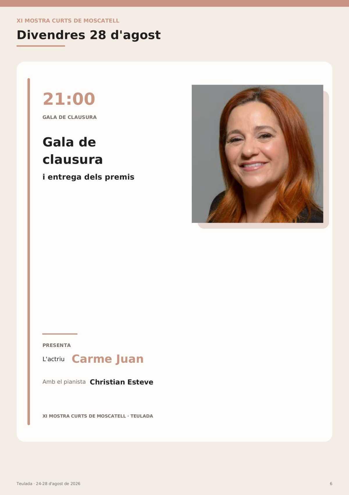 Programación XI Mostra Curts de Moscatell de Teulada