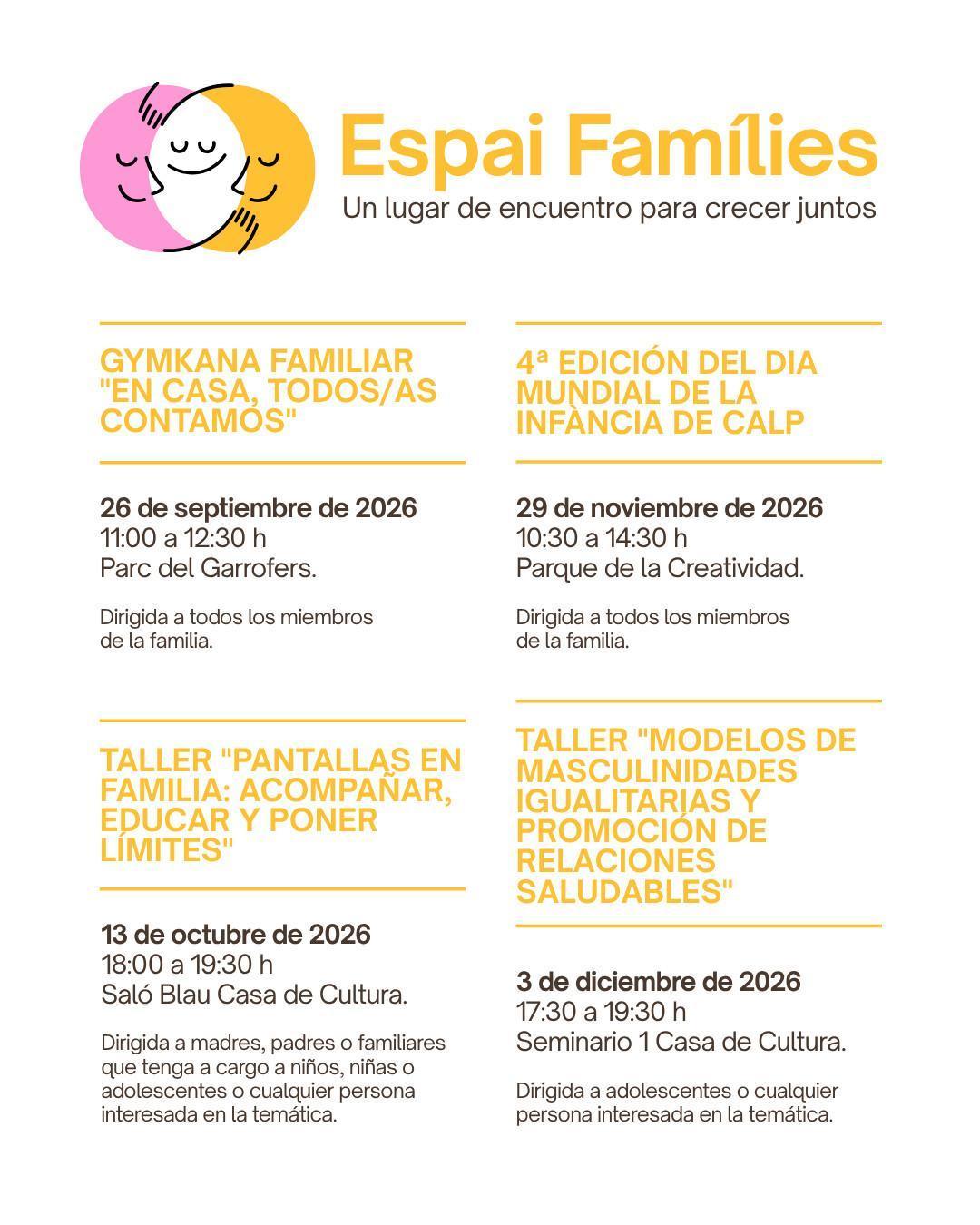 Calp crea un nuevo espacio para acompañar y apoyar a las familias Calp crea un nuevo espacio para acompañar y apoyar a las familias