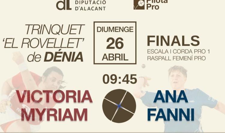 Dénia será sede de las finales de la Copa Diputación de Alicante de pilota valenciana