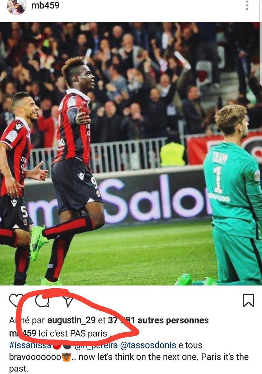 Nice : Balotelli chambre le PSG, Augustin like