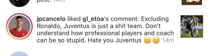 Cancelo like une publication qui insulte les joueurs de la Juventus
