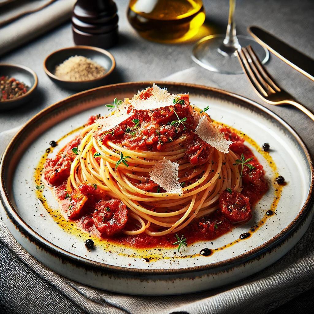 € 16 | Spaghetti all'Amatriciana | Amatriciana Spaghetti