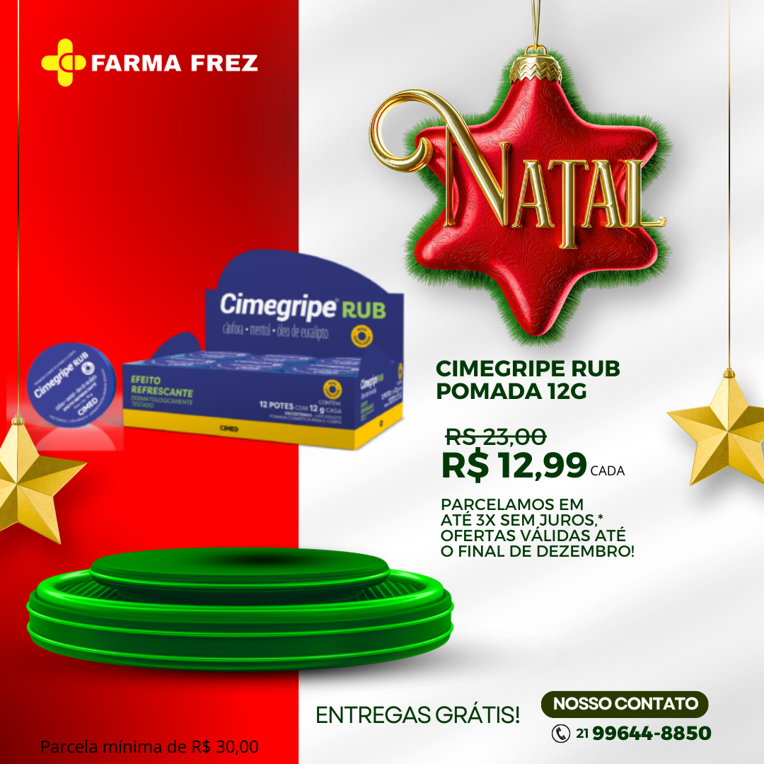 Cimegripe Rub® é uma pomada massageadora corporal para ser passada no peito, pescoço e costas.