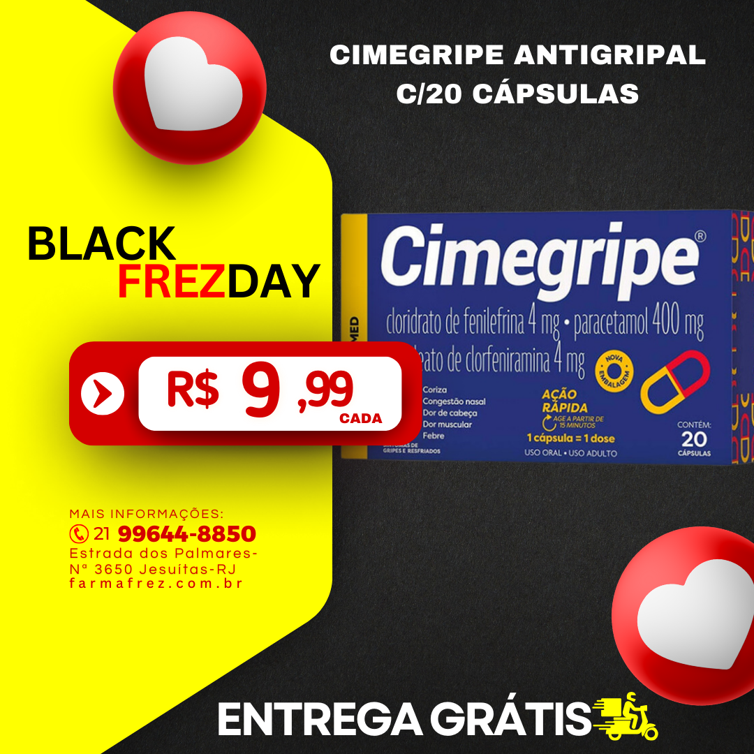 Cimegripe® é destinado ao alívio da congestão nasal, coriza, febre, dor de cabeça e dores musculares presentes nos estados gripais.