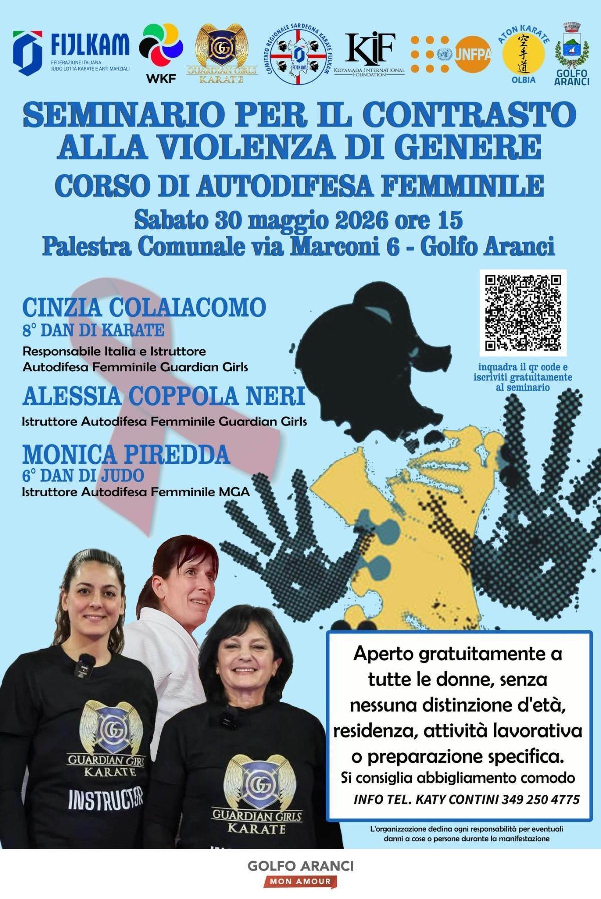 Seminario per il contrasto alla violenza di genere-corso di autodifesa femminile ( inizio ore 15.00)