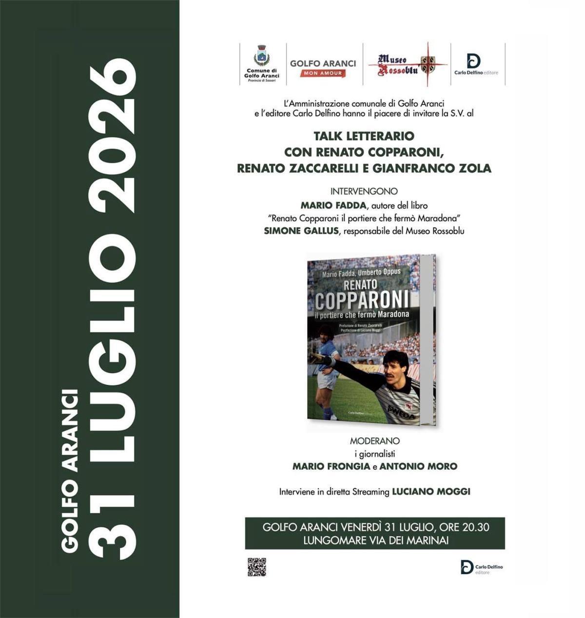 Talk Letterario con Renato Copparoni, Renato Zaccarelli e Gianfranco Zola (inizio ore 20:30)