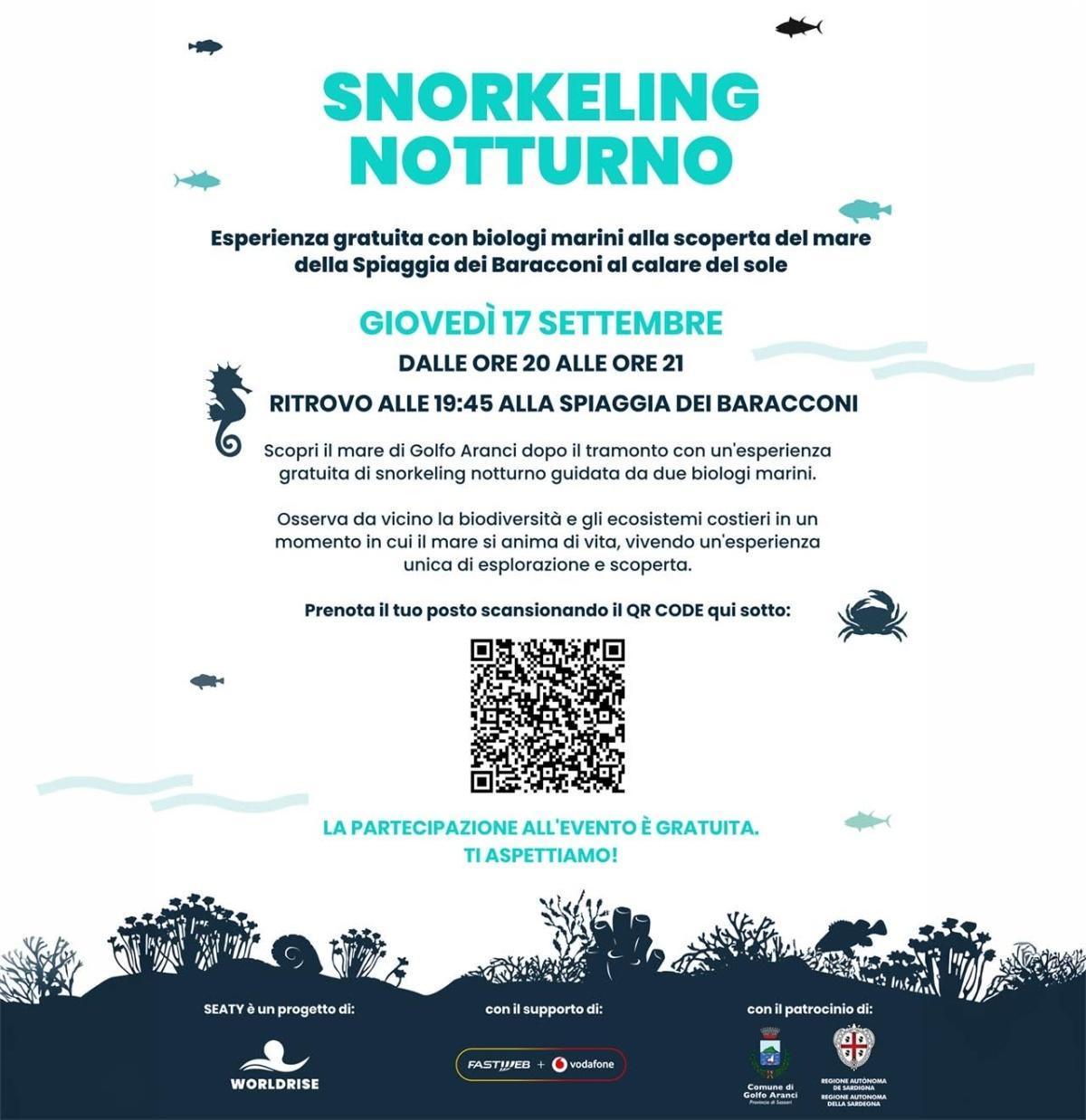 Snorkeling notturno (Dalle ore 20.00 alle ore 21.00)