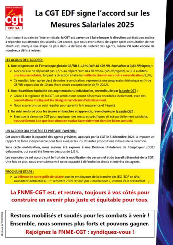 La CGT signe l'accord sur les Mesures Salariales 2025