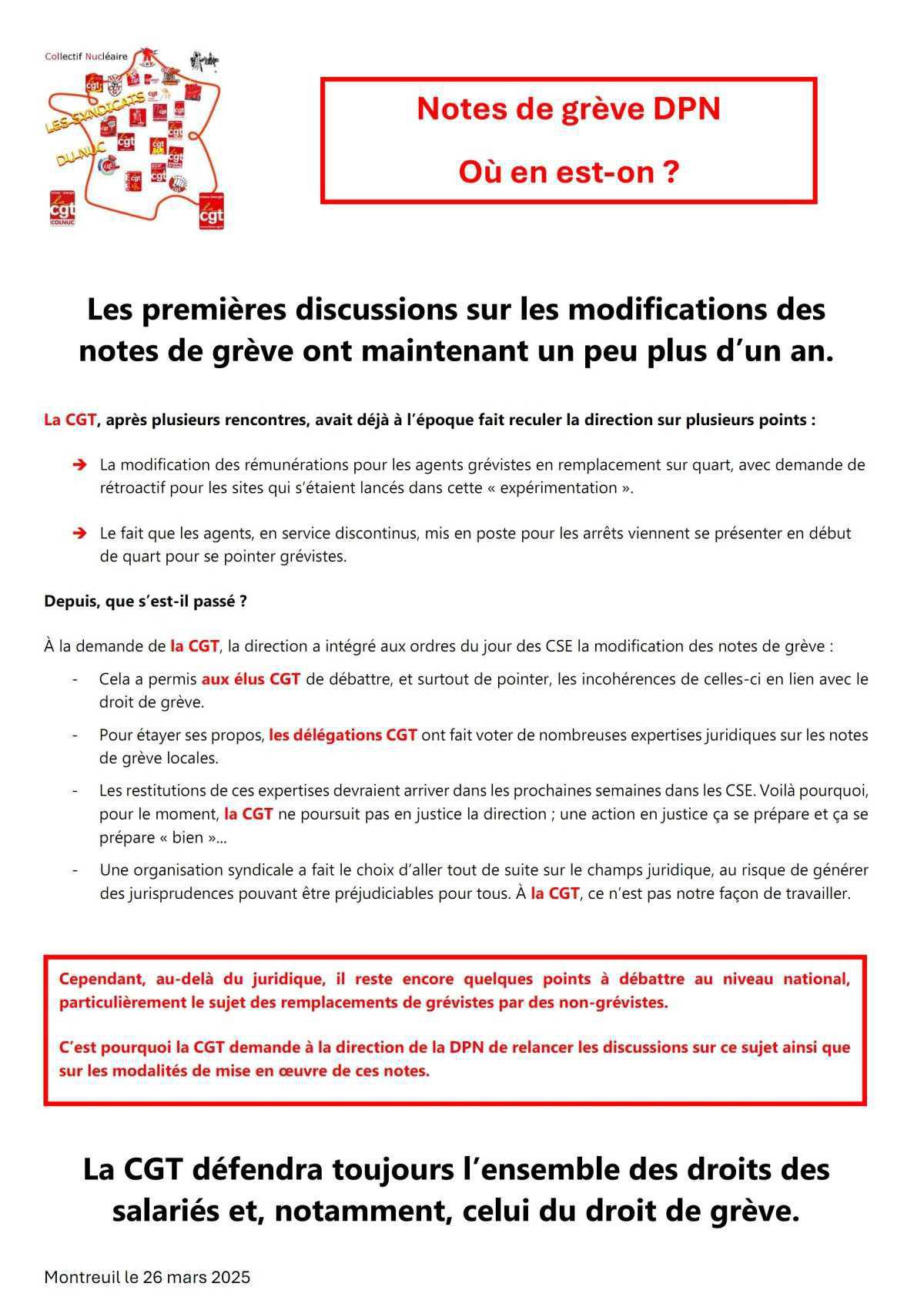 Point note de Grève