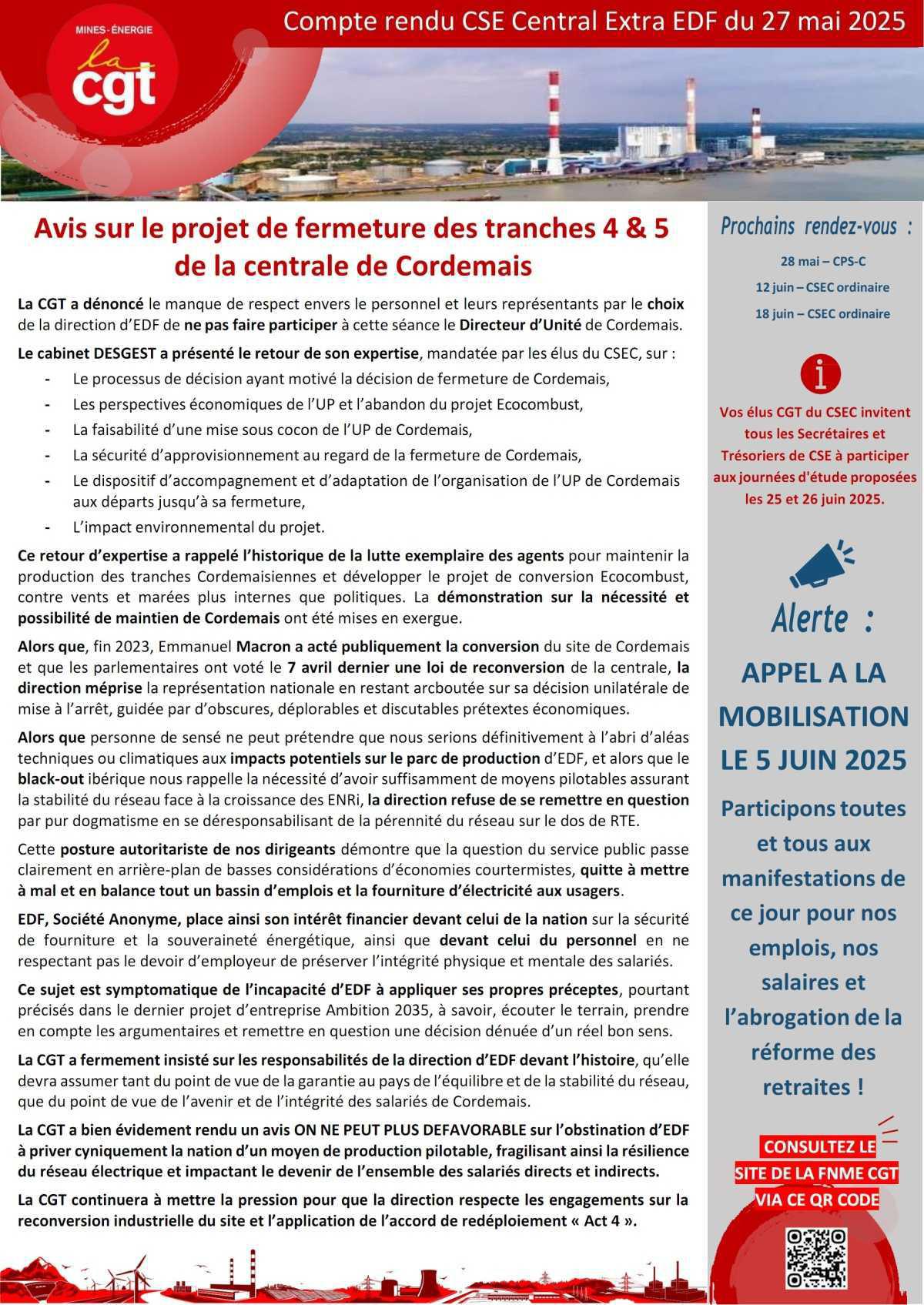 CR CGT du CSEC extra sur Cordemais