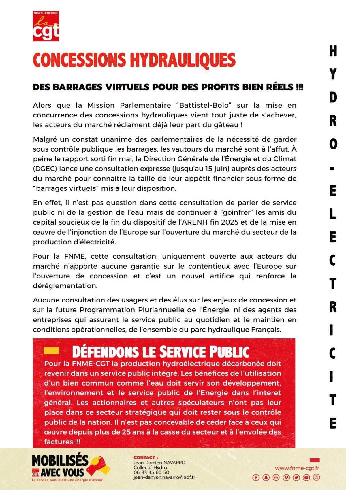 Barrage = vital = Non privatisable !