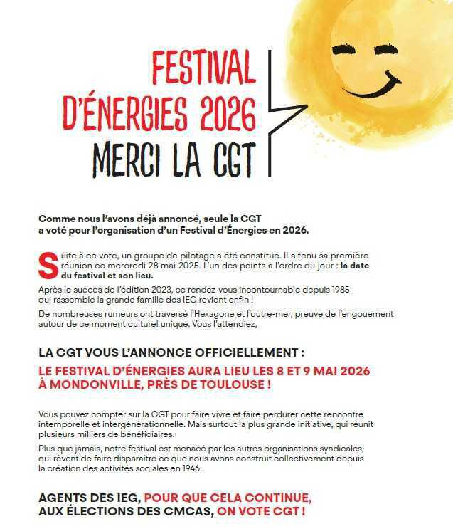 Festival des Energies 2026 ! Merci la CGT