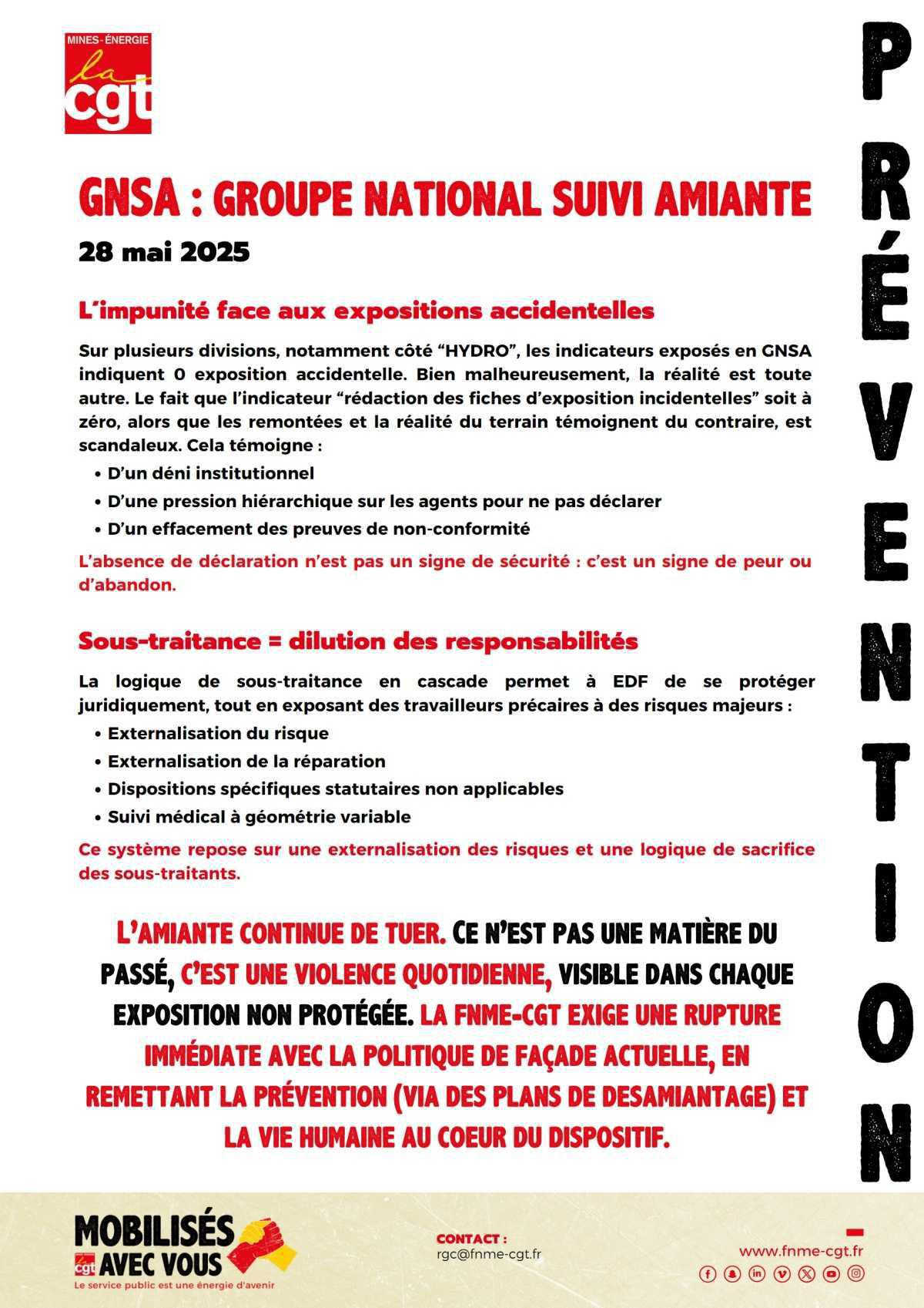 Amiante : Un Danger mortel toujours d'actualité sur les centrales.