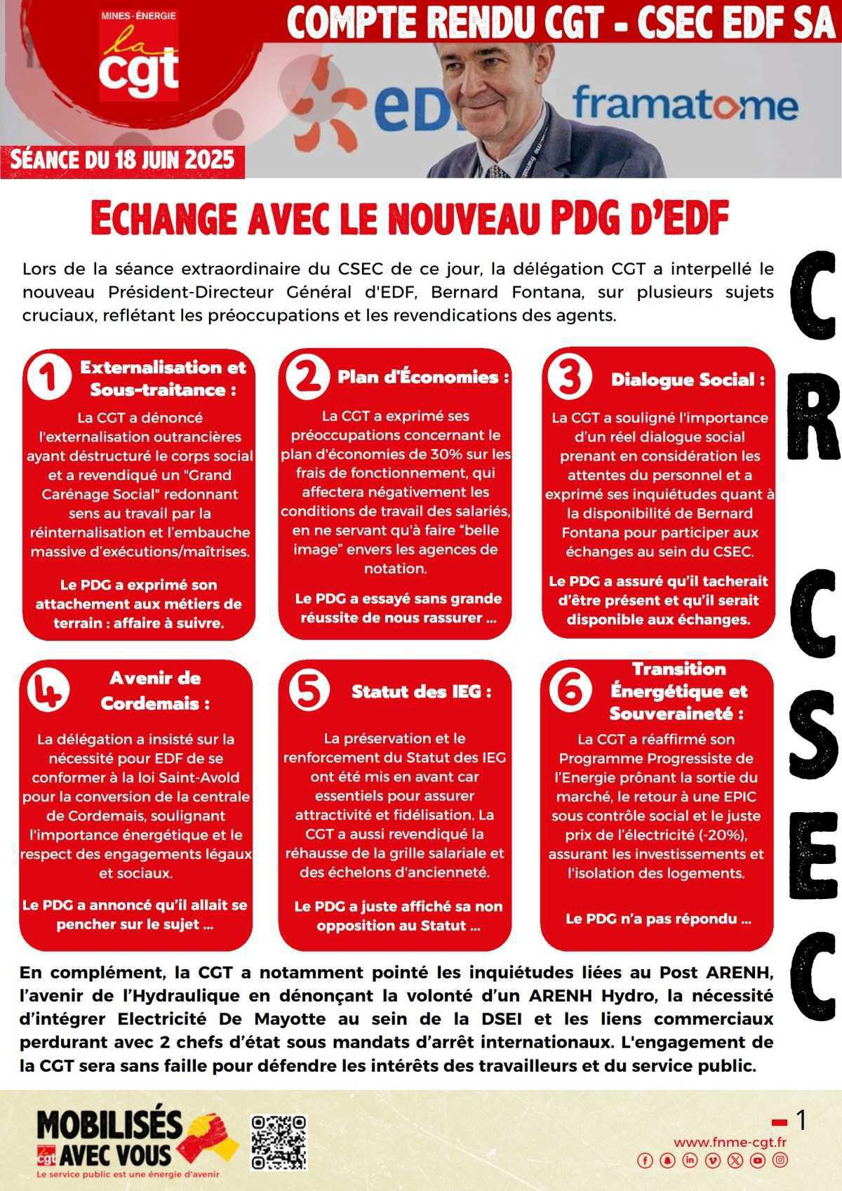 CR CGT échanges entre PDG et élus CSEC