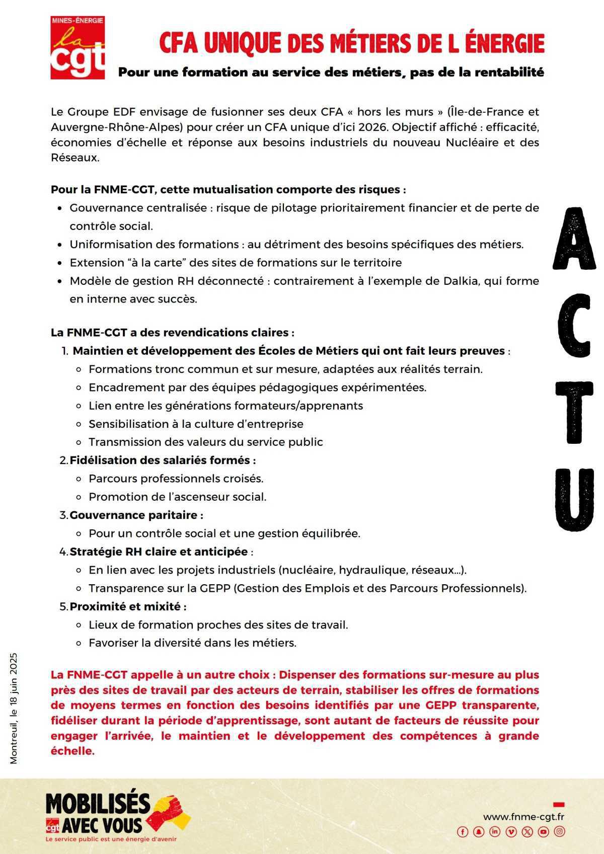 Fusion des centres de formation