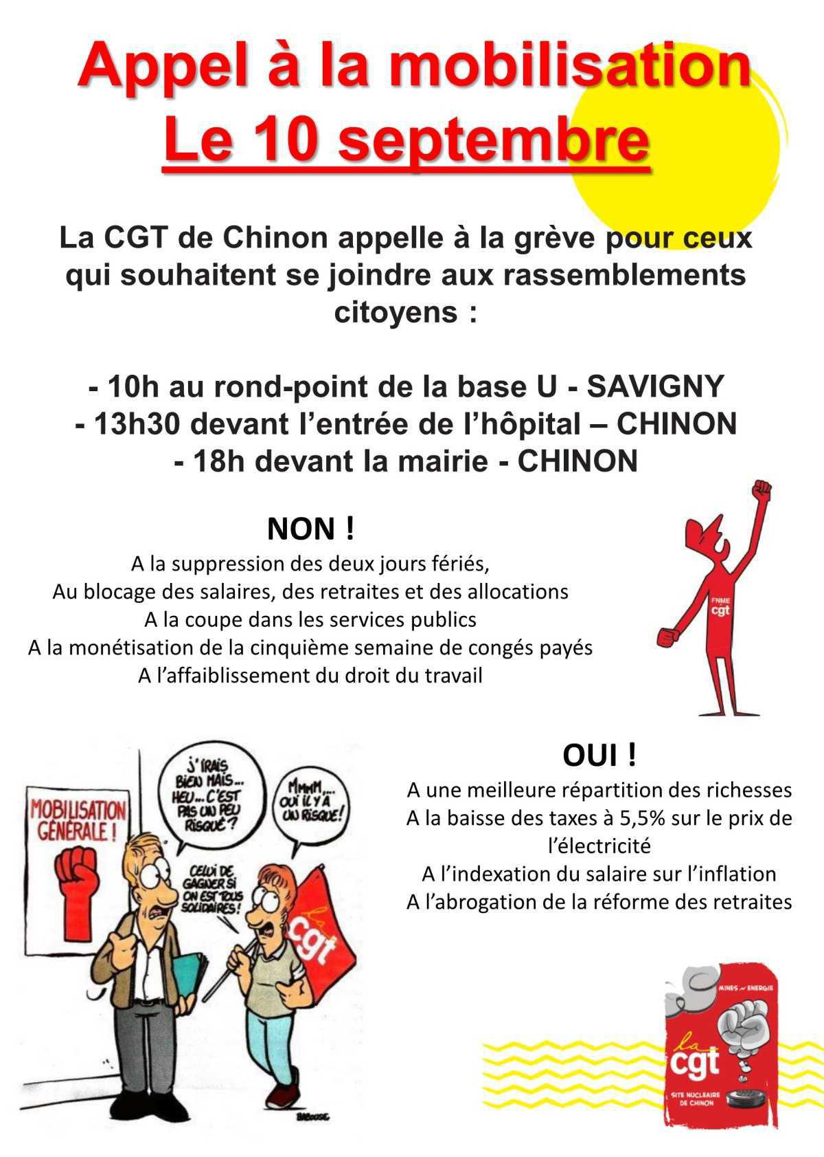 Mobilisation le 10 septembre