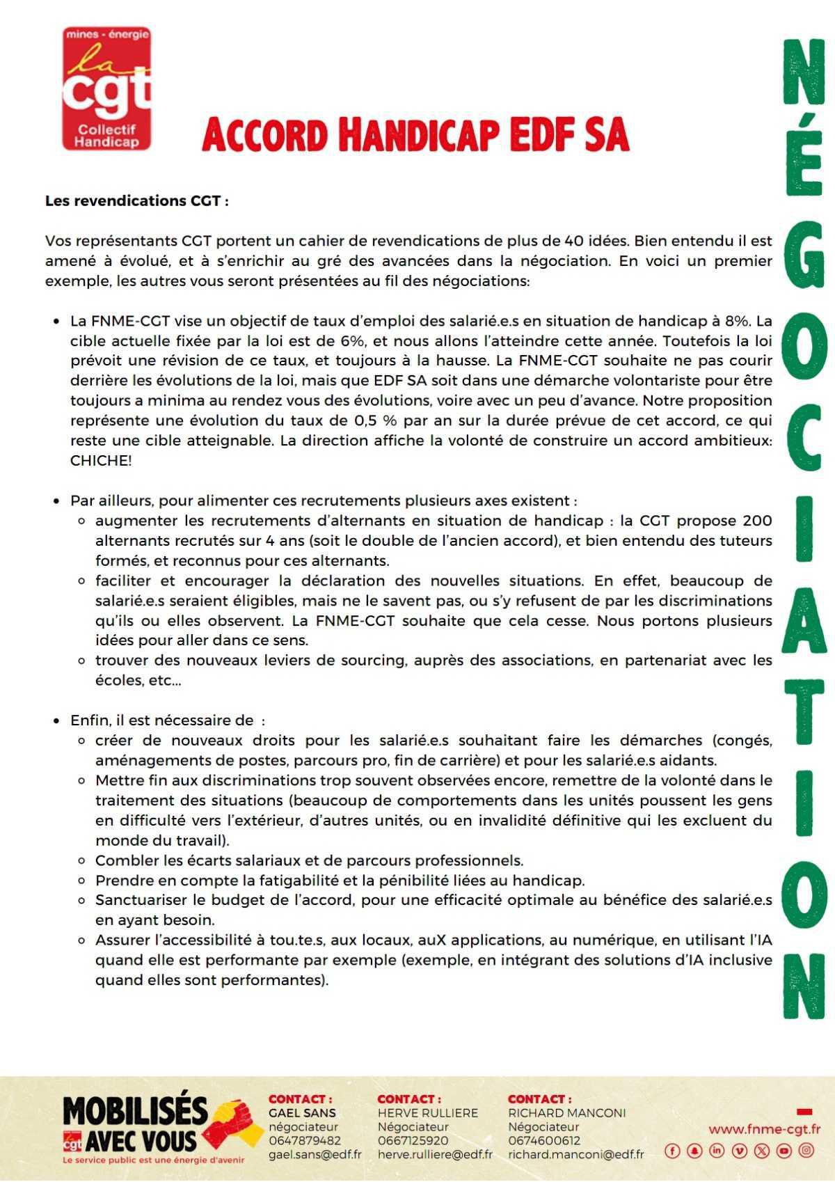 Négos accord Handicap : la CGT de Chinon attentive.