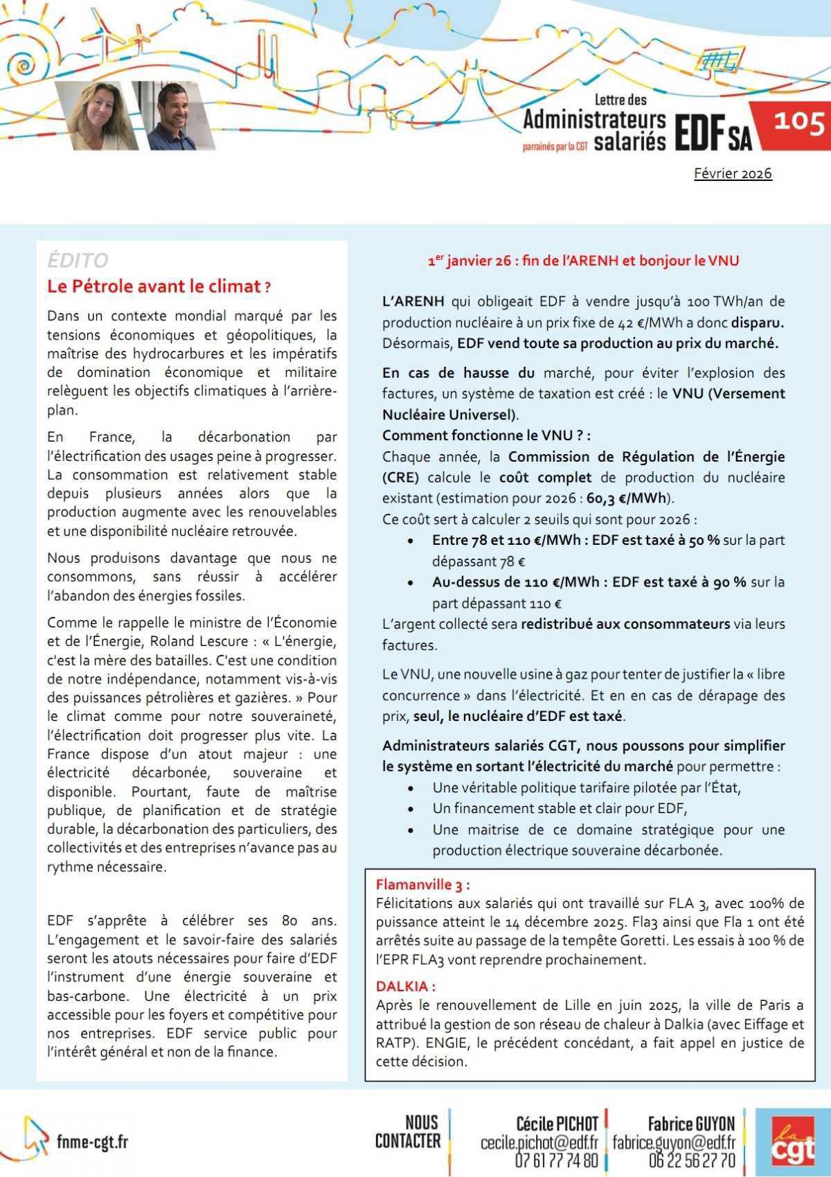 Lettre des Administrateurs CGT