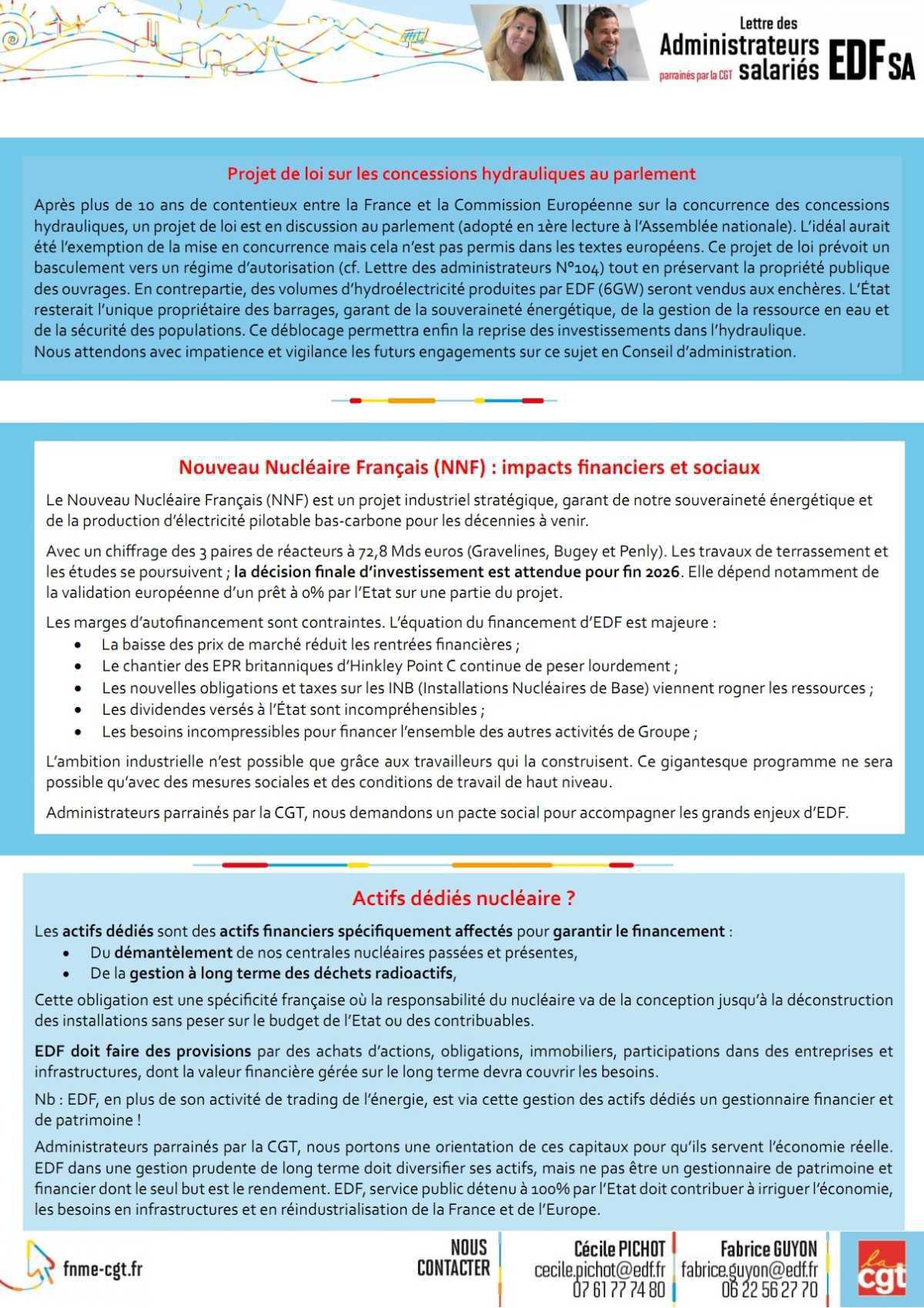 Lettre des Administrateurs CGT