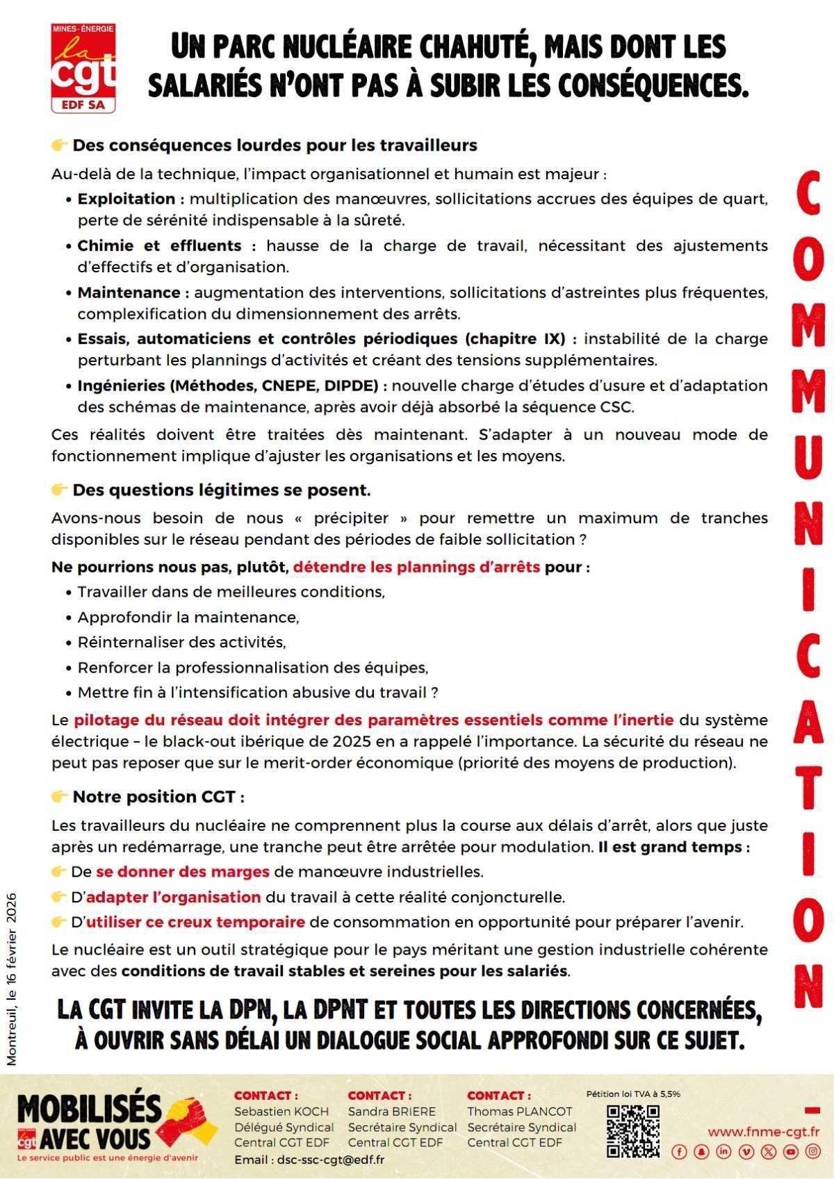 Modulations de Puissance des Réacteurs